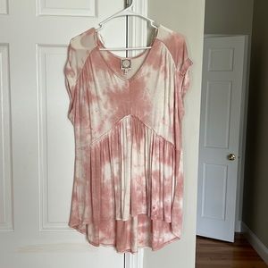 Pink tie dye peplum top